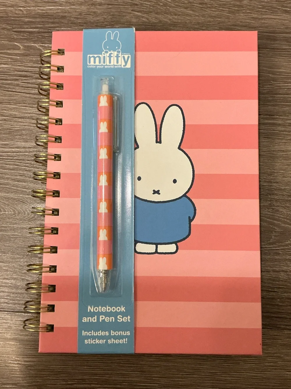 Unopened Miffy Pink Striped Notebook with Matching Pen & Stickers